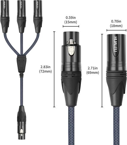 2ft 3pin xlr ذكر إلى 3 كابل من الإناث y ، XLR Splitter 1 ذكر إلى 3 كابل صوت أنثى للخلاط ، الميكروفون in Saudi Arabia