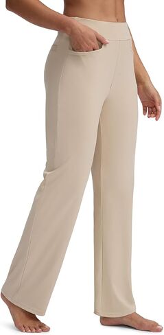Seamaid Womens 30" Wide Leg Yoga Pants with Pockets High Waisted Stretch Casual Dress Pants in Kuwait