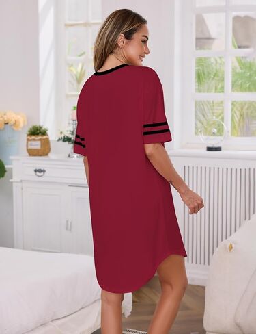 Marvmys Women Short Sleeve Nightgowns Comfy V Neck Nightshirt Casual Lounge Dress Sleepwear in Saudi Arabia
