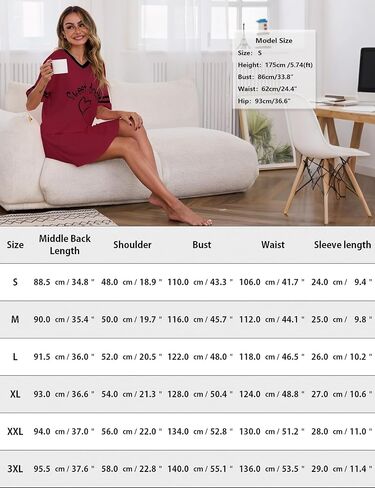 Marvmys Women Short Sleeve Nightgowns Comfy V Neck Nightshirt Casual Lounge Dress Sleepwear in Saudi Arabia