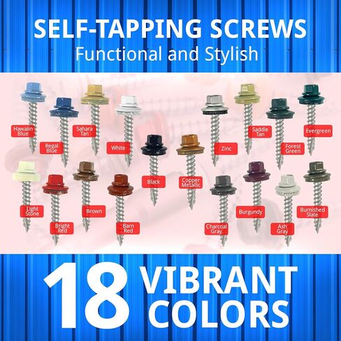 EAGLE 1 Metal Roofing Screws #10 - Painted Hex Head Self-Tapping Screws with EDPM Rubber Washer for Metal to Wood, Vinyl, Small Sheet Metal - Free Magnetic Driver (Charcoal Grey, 1.5 Inch, 250) in Saudi Arabia