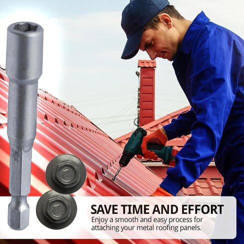 EAGLE 1 Metal Roofing Screws #10 - Painted Hex Head Self-Tapping Screws with EDPM Rubber Washer for Metal to Wood, Vinyl, Small Sheet Metal - Free Magnetic Driver (Charcoal Grey, 1.5 Inch, 250) in Saudi Arabia