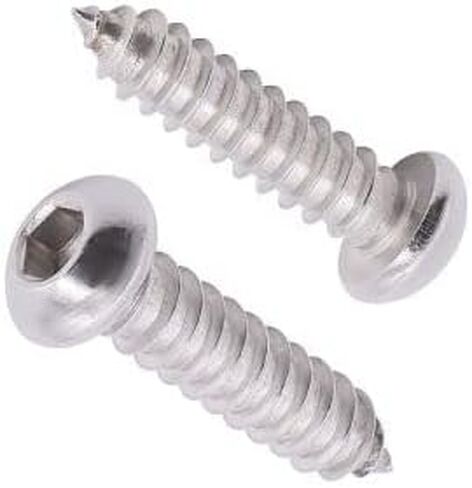 M4 x 25mm (80 pcs) Button Head Socket Cap Sheet Metal Screws, 304 Stainless Steel 18/8, Allen Hex Drive 2.5mm, Wood Screws with Self Tapping Point in Saudi Arabia
