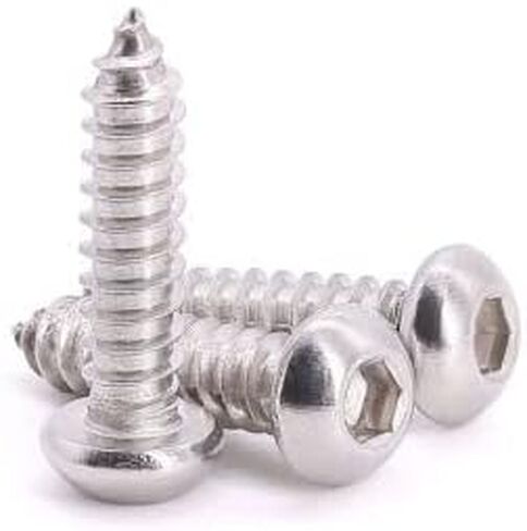 M4 x 25mm (80 pcs) Button Head Socket Cap Sheet Metal Screws, 304 Stainless Steel 18/8, Allen Hex Drive 2.5mm, Wood Screws with Self Tapping Point in Saudi Arabia