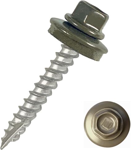 EAGLE 1 Metal Roofing Screws #10 - Painted Hex Head Self-Tapping Screws with EDPM Rubber Washer for Metal to Wood, Vinyl, Small Sheet Metal - Free Magnetic Driver (Charcoal Grey, 1.5 Inch, 250) in Saudi Arabia