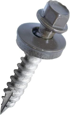 EAGLE 1 Metal Roofing Screws #10 - Painted Hex Head Self-Tapping Screws with EDPM Rubber Washer for Metal to Wood, Vinyl, Small Sheet Metal - Free Magnetic Driver (Charcoal Grey, 1.5 Inch, 250) in Saudi Arabia