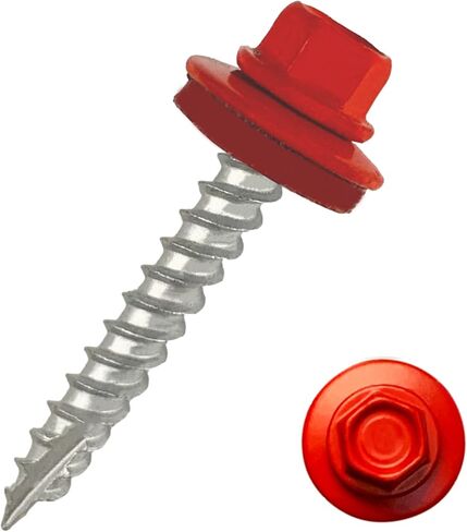 EAGLE 1 Metal Roofing Screws #10 - Painted Hex Head Self-Tapping Screws with EDPM Rubber Washer for Metal to Wood, Vinyl, Small Sheet Metal - Free Magnetic Driver (Charcoal Grey, 1.5 Inch, 250) in Saudi Arabia