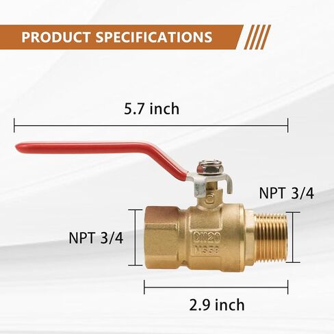 النحاس 3/4 npt أغلق صمام الكرة ، المنفذ الكامل للخدمة الشاقة 1/4 بدوره مريلة ، أنثى إلى حنفية ملولبة للذكور لأنابيب المياه الخارجية في الهواء الطلق in Kuwait