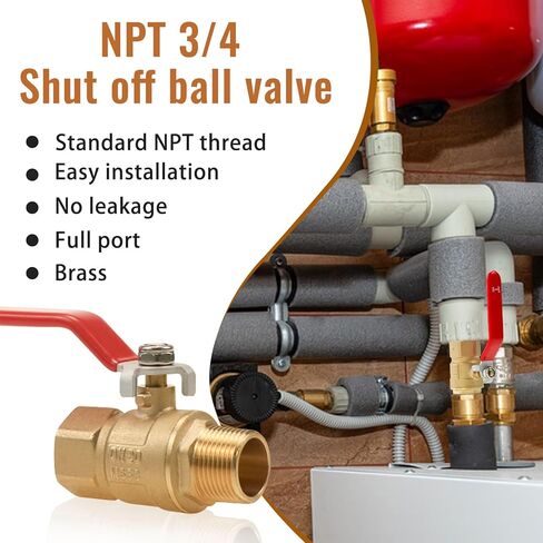 النحاس 3/4 npt أغلق صمام الكرة ، المنفذ الكامل للخدمة الشاقة 1/4 بدوره مريلة ، أنثى إلى حنفية ملولبة للذكور لأنابيب المياه الخارجية في الهواء الطلق in Kuwait