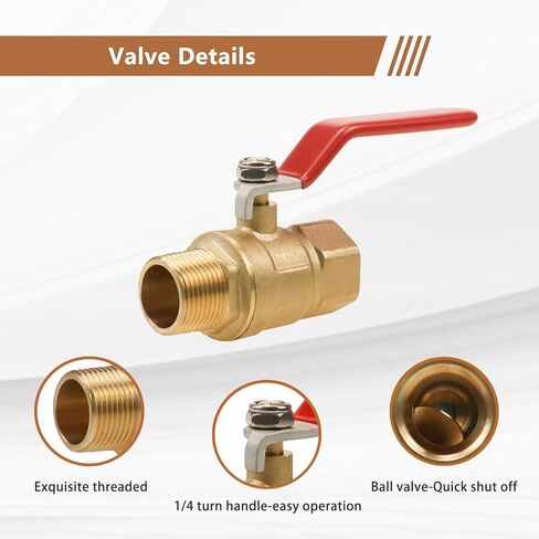 النحاس 3/4 npt أغلق صمام الكرة ، المنفذ الكامل للخدمة الشاقة 1/4 بدوره مريلة ، أنثى إلى حنفية ملولبة للذكور لأنابيب المياه الخارجية في الهواء الطلق in Kuwait