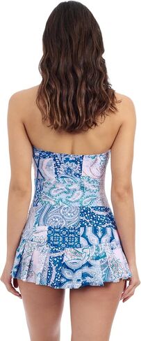 الملف الشخصي من قبل Gottex Karma Women's Paisley Print Bandeau Bandeau Twea Dress مع أكواب ناعمة ، والتحكم في البطن ضرورية in Saudi Arabia