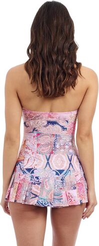 الملف الشخصي من قبل Gottex Karma Women's Paisley Print Bandeau Bandeau Twea Dress مع أكواب ناعمة ، والتحكم في البطن ضرورية in Kuwait