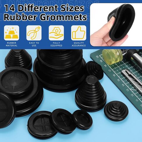 Glarks 28pcs 7 أحجام الحلقات المطاطية ، جولة مزدوجة الجوانب ذات الجوانب المزدوجة والبرج على شكل برج ، حماية سلكية جدار الحماية ، قابس فتحة مطاطية ، جرومة مطاطية مغلقة للأسلاك ، حماية الكابل in Saudi Arabia