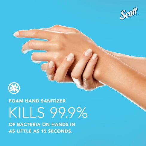 Scott Professional Moisturizing Foam Hand Sanitizer (91560), 1.0 L, Foaming, Clear, Fresh Scent Manual Soap Refills, NSF E-3 (6 Bottles) in Kuwait