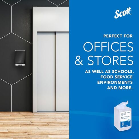Scott Professional Moisturizing Foam Hand Sanitizer (91560), 1.0 L, Foaming, Clear, Fresh Scent Manual Soap Refills, NSF E-3 (6 Bottles) in Kuwait