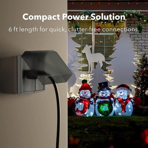 BN-LINK 6ft Indoor Outdoor Extension Cord 16/3 SJTW, 2 Pack, Black, 3-Prong, Weather Resistant & Flame Retardant, for Indoor, Garden, Landscaping & Holiday Decorations, ETL in Kuwait