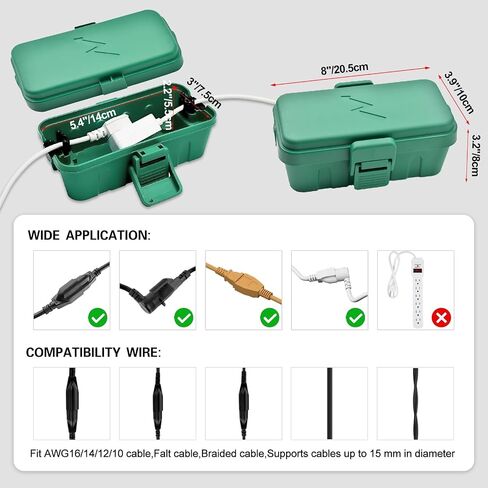 Hrensaw Small Weatherproof Electrical Connection Box(Inner 5.5 x 3 x 2.2inch),Outdoor Electrical Box,Waterproof Extension Cord Covers for Plug, Extension Cables, Holiday Lights,Black in Saudi Arabia