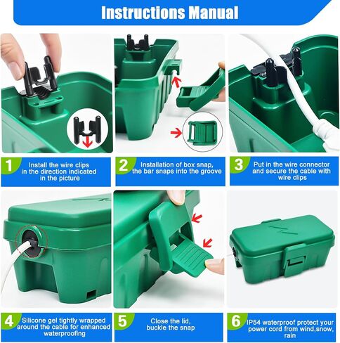 Hrensaw Small Weatherproof Electrical Connection Box(Inner 5.5 x 3 x 2.2inch),Outdoor Electrical Box,Waterproof Extension Cord Covers for Plug, Extension Cables, Holiday Lights,Black in Saudi Arabia