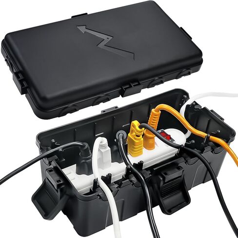 Hrensaw Small Weatherproof Electrical Connection Box(Inner 5.5 x 3 x 2.2inch),Outdoor Electrical Box,Waterproof Extension Cord Covers for Plug, Extension Cables, Holiday Lights,Black in Saudi Arabia