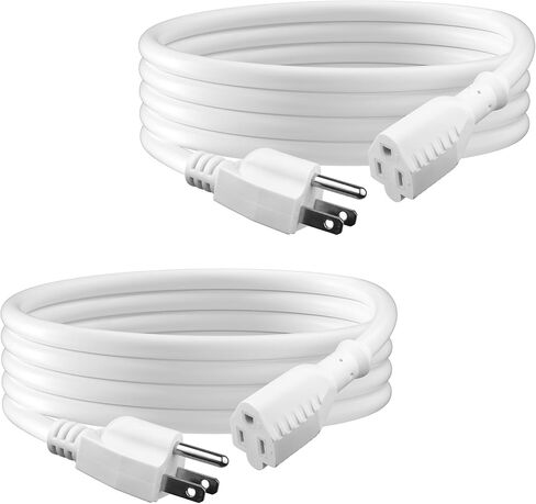 BN-LINK 6ft Indoor Outdoor Extension Cord 16/3 SJTW, 2 Pack, Black, 3-Prong, Weather Resistant & Flame Retardant, for Indoor, Garden, Landscaping & Holiday Decorations, ETL in Kuwait