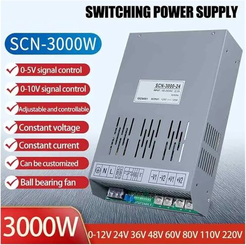 SCN-3000 Switching Power Supply 3000W Adjustable Voltage Current AC/DC 15V/24V/36V/48V/72V/110V/220V 220VAC SMPS for Motor(0-72V 41.6A-3000W) in Kuwait
