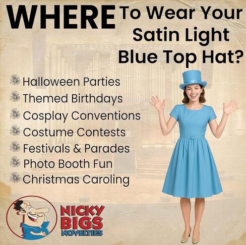 Nicky Bigs Novelties Dumb Dumber Felt Top Hat للبالغين القبعات الزرقاء الطويل Tux مع ساتان تقليم ملحقات الأزياء المضحكة للهالوين للرقص Cosplay أحداث in Saudi Arabia