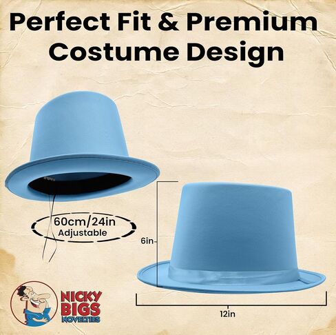 Nicky Bigs Novelties Dumb Dumber Felt Top Hat للبالغين القبعات الزرقاء الطويل Tux مع ساتان تقليم ملحقات الأزياء المضحكة للهالوين للرقص Cosplay أحداث in Saudi Arabia