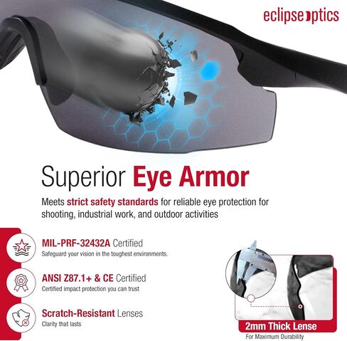 Desert Hawk Shooting Glasses - ANSI Z87.1+, MIL-PRF-32432A, Anti-Fog and Scratch Resistant Safety Glasses with UV Protection in Saudi Arabia
