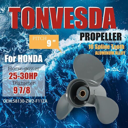 ترقية OEM المصنوعة من الألومنيوم مروحة قارب خارجية لمحركات هوندا 10 سليان الأسنان 25-30 حصان ، 9 1/4x12 9 7/8x9 9 7/8x10 9 7/8x11 9 7/8x12 9 7/8x13 in Saudi Arabia
