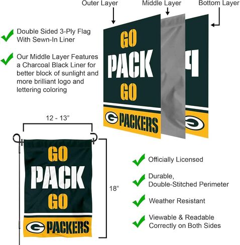 Green Bay Packers Go Pack Go Garden Flag Double Sided Banner in Saudi Arabia
