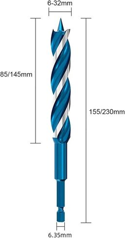 Three Blade Fast Drill 155/230mm 6.35mm Hex Handle Woodworking Support Roller Drill 1Pcs(20x230mm) in Saudi Arabia