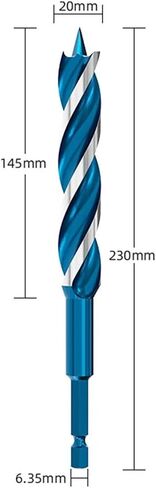 Three Blade Fast Drill 155/230mm 6.35mm Hex Handle Woodworking Support Roller Drill 1Pcs(20x230mm) in Saudi Arabia
