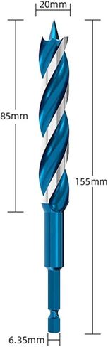 Three Blade Fast Drill 155/230mm 6.35mm Hex Handle Woodworking Support Roller Drill 1Pcs(20x230mm) in Saudi Arabia
