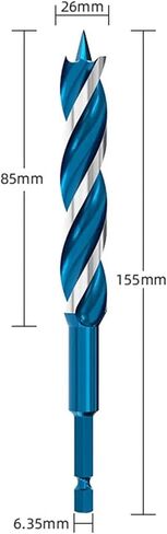 Three Blade Fast Drill 155/230mm 6.35mm Hex Handle Woodworking Support Roller Drill 1Pcs(20x230mm) in Saudi Arabia