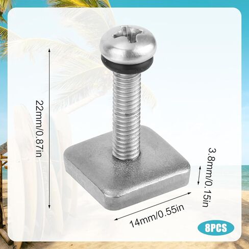 BOXOB 6pcs Thumb Fin Screws for Surfboard, 316 Stainless Steel Longboard Top Fin Screw and Plate with O Rings, Surfing Part Replacement Accessories for Surf Board and Inflatable SUP Paddle in Saudi Arabia