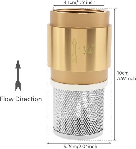 1-1/4" Foot Valve with Filter, DN32 Brass Bottom Valve Prevent Backflow Non Return Spring Check Valves with 2 Pcs Mesh Strainer Filter for Water Pump Irrigation, Industrial Piping System (1-1/4 inch) in Kuwait