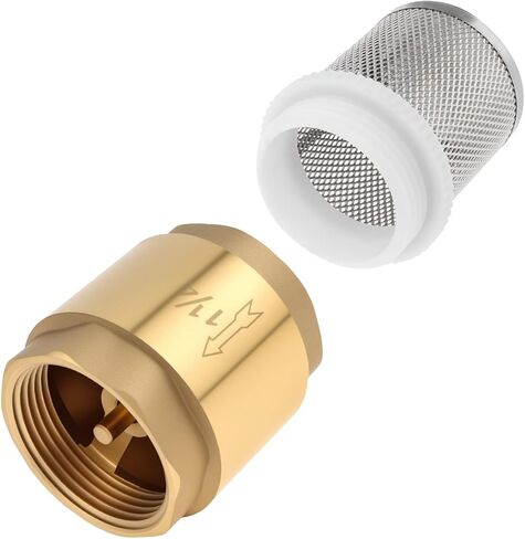 1-1/4" Foot Valve with Filter, DN32 Brass Bottom Valve Prevent Backflow Non Return Spring Check Valves with 2 Pcs Mesh Strainer Filter for Water Pump Irrigation, Industrial Piping System (1-1/4 inch) in Kuwait