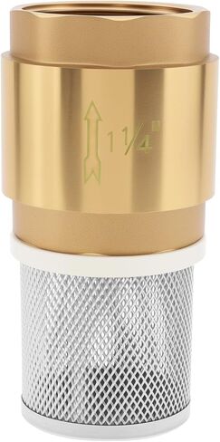 1-1/4" Foot Valve with Filter, DN32 Brass Bottom Valve Prevent Backflow Non Return Spring Check Valves with 2 Pcs Mesh Strainer Filter for Water Pump Irrigation, Industrial Piping System (1-1/4 inch) in Kuwait