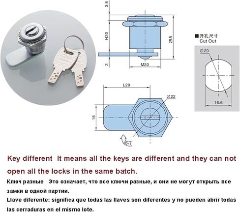 Square Cabinet Cam Lock 2 Computer Keys for Mail Box School Locker Office Drawer Hardware Rarelock MS549 1Pcs(MMS549-4) in Saudi Arabia
