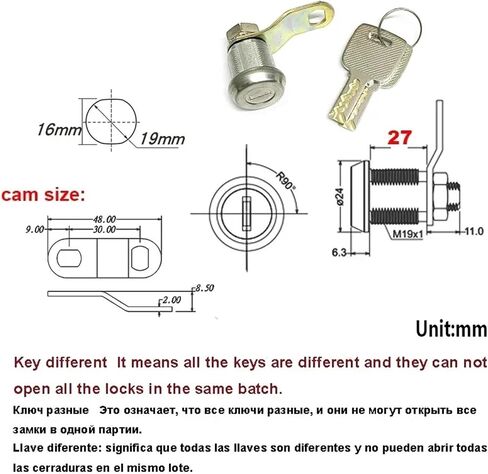 Stainless Cabinet Cam Lock Locker Cash Box Safe- Box Mailbox Drawer Vending Machine Outdoor Hardware Rarelock LK005 1Pcs(27mm-KD-SH03) in Saudi Arabia
