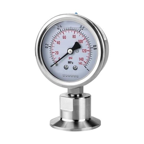 Manometer Bar/psi 1.5 inch (50.5mm) 2inch (64mm) Tri Clamp Diaphragm Pressure Gauge SS304 Stainless Steel Body SS316 Diaphragm(0-6Mpa,50.5mm) in Saudi Arabia