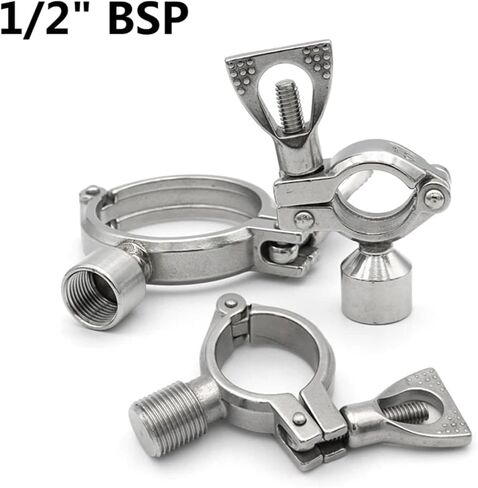 1PC Pipe Holder Clamp Clips Support Tube Hanger Bracket 304 Stainless Steel 1/2" BSPT Male Female Thread OD19 25 38 51 63 76 102mm(Male,PIPE OD 19MM_SS304) in Saudi Arabia