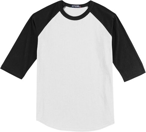 SPORT-TEK Youth Colorblock Raglan Jersey | 3/4 Sleeve Sporty T-Shirt for Boys & Girls, Relaxed Fit Cotton Tee for Kids in Saudi Arabia