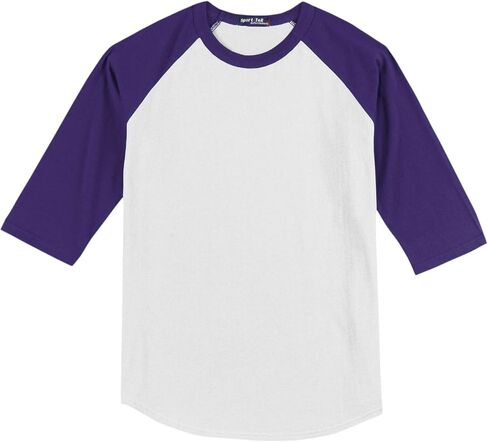 SPORT-TEK قميص شبابي Colorblock Raglan Jersey | تي شيرت رياضي بأكمام 3/4 للأولاد والبنات، تي شيرت قطني مريح للأطفال in Kuwait