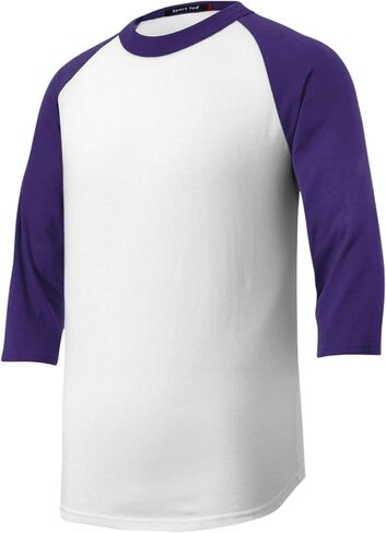 SPORT-TEK قميص شبابي Colorblock Raglan Jersey | تي شيرت رياضي بأكمام 3/4 للأولاد والبنات، تي شيرت قطني مريح للأطفال in Kuwait