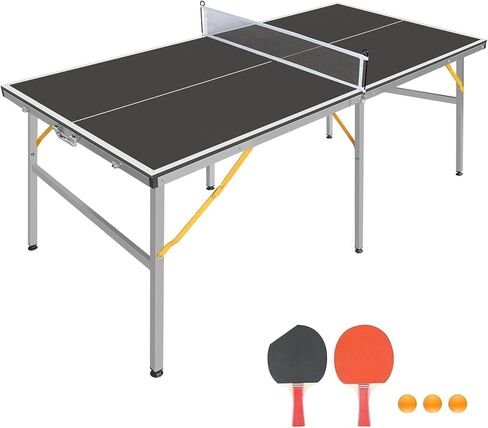 طاولة Ping Pong قابلة للطي ، طاولات تنس الطاولة الداخلية/الخارجية ذات الحجم المتوسط ​​6 أقدام ، وطاولات Ping Pong المحمولة مع صافي ، ومجاذيات تنس و 3 كرات ، و 5 دقائق تجميع سريع ، بولي in Saudi Arabia