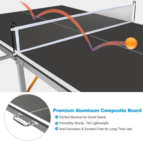 طاولة Ping Pong قابلة للطي ، طاولات تنس الطاولة الداخلية/الخارجية ذات الحجم المتوسط ​​6 أقدام ، وطاولات Ping Pong المحمولة مع صافي ، ومجاذيات تنس و 3 كرات ، و 5 دقائق تجميع سريع ، بولي in Saudi Arabia