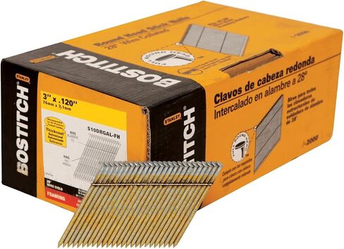 BOSTITCH Framing Nails, 28 Degree, Wire Weld, Galvanized, 3-Inch x .120-Inch, 2000-Pack (S10DRGAL-FH) in Saudi Arabia