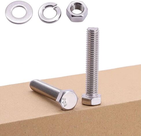 M8-1.25 x 70mm (8 Sets) Hex Bolt with Hex Nut, Large Flat Washers and Lock Washers Hardware Set Kit, Full Coarse Thread, 304 Stainless Steel 18-8 in Saudi Arabia