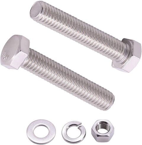 M8-1.25 x 70mm (8 Sets) Hex Bolt with Hex Nut, Large Flat Washers and Lock Washers Hardware Set Kit, Full Coarse Thread, 304 Stainless Steel 18-8 in Saudi Arabia